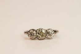Victorian 3 Stone Diamond Ring, set with 3 claw se