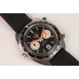 VINTAGE HEUER AUTAVIA AUTOMATIC CHRONOGRAPH RECENTLY SERVICED, circular black dial with baton hour