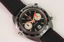 VINTAGE HEUER AUTAVIA AUTOMATIC CHRONOGRAPH RECENTLY SERVICED, circular black dial with baton hour