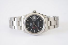 GENTLEMENS ROLEX OYSTER PERPETUAL DATE WRISTWATCH REF. 1500 CIRCA 1974, circular black dial with