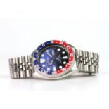 SEIKO AUTOMATIC 'PEPSI' DIVE WATCH REFERENCE 6309-7290, circular blue dial with baton hour