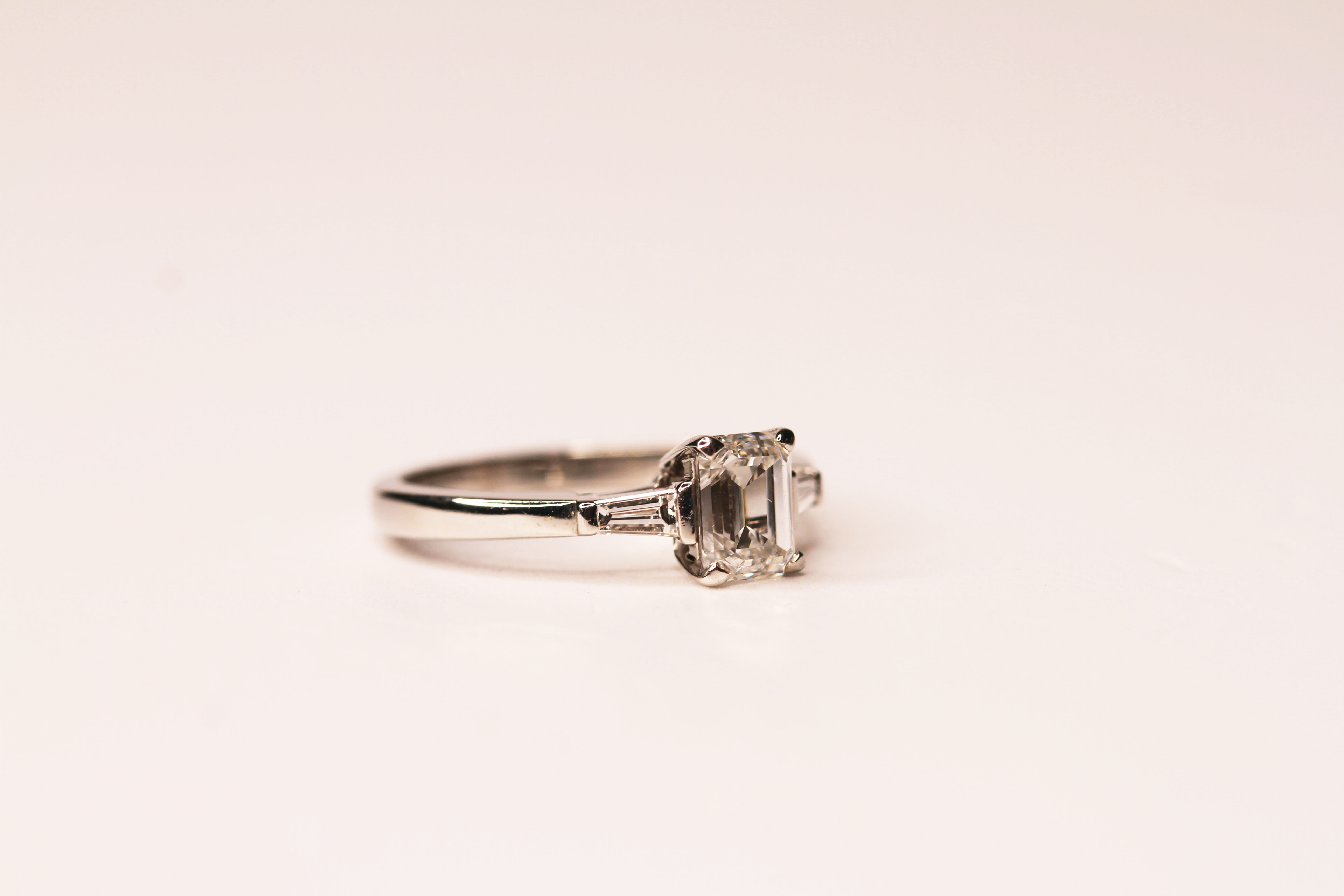 Boodles Diamond Ring, centre set with a single emerald cut diamond 0.91ct, G colour, VSI clarity, - Image 2 of 5