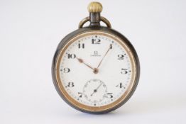 ANTIQUE OMEGA WW1 PERIOD POCKET WATCH CIRCA 1917, circular white dial with hour markers and hands,