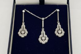 Diamond Set Pendant & Earring Set, comprising drop earrings for pierced ears and a matching