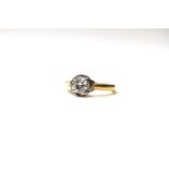 1CT BRILLIANT CUT MOISSANITE RING, 6.5mm brilliant cut stone, diamond set gallery, hallmarked 18ct