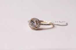 Diamond Cluster Ring, set with 1 round brilliant centre diamond 1.00ct, surrounded by 34 round