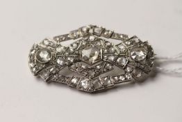 Victorian Rose Cut Diamond Plaque Brooch, three feature rose cut diamonds measuring approximately