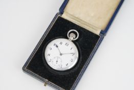 ANTIQUE WILSDORF & DAVIS STERLING SILVER POCKET WATCH CIRCA 1919, circular white dial with arabic