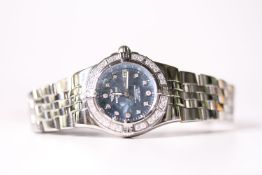 BREITLING DIAMOND DIAL STARLINER WRISTWATCH REF A7134053 W/BOX & PAPERS, circular blue mother of