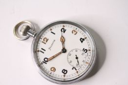 VINTAGE HELVITIA G.S.T.P MILITARY POCKET WATCH CIRCA 1940s, circular white dial with arabic