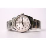 ROLEX DIAMOND DIAL DATEJUST WRISTWATCH REF 178274 W/PAPERS, circular silver dial with diamond hour