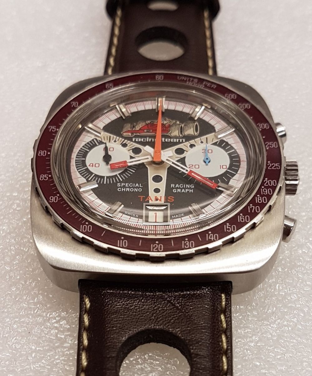 TANIS NOS SPECIAL RACING TEAM CHRONOGRAPH WITH BAKELITE BEZEL 1970S. VALJOUX CAL. 7734, square, - Image 5 of 8