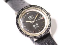 1960s ROTARY AUTOMATIC GTO WORLD TIME, circular black dial with baton hour markers, date function at