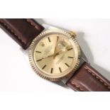 GENTLEMEN'S ROLEX DATE JUST REFERENCE 1601 CIRCA 1976, champagne stepped dial with onyx hour