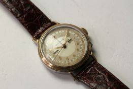 VINTAGE MOVADO TRIPLE CALENDAR 1273 / 14769, circular two tone dial, gilt Arabic numerals, day and