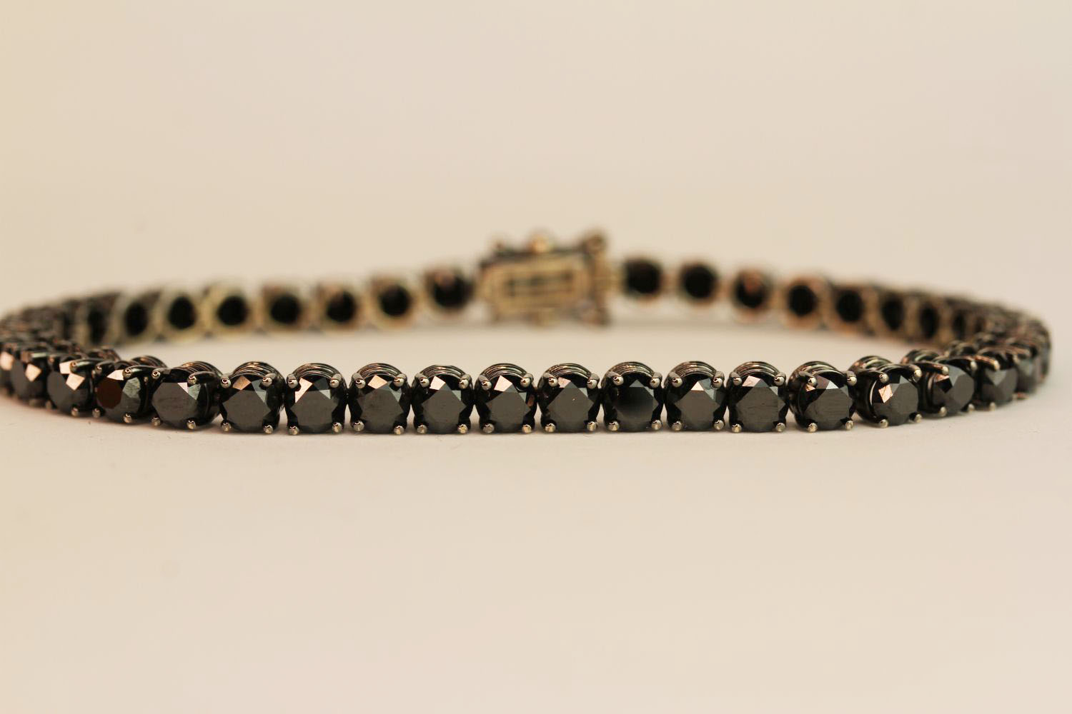 18ct white gold black diamond line bracelet, boxed. Black diamonds 14.38ct, approximate length 18. - Image 2 of 4
