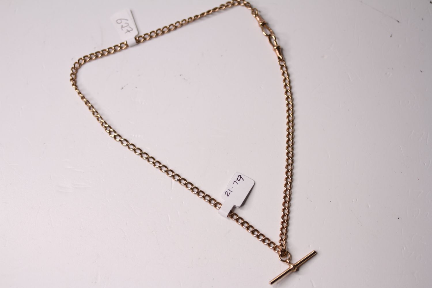 9CT GOLD ALBERT CHAIN, approximately 21.79g, stamped 9ct yellow gold, approximate total length