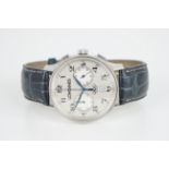 GENTLEMENS LONGINES OLYMPICS EDITION CHRONOGRAPH WRISTWATCH, circular silver twin register dial with