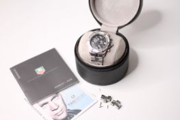 TAG HEUER AQUARACER CHRONOGRAPH AUTOMATIC WITH BOX AND BOOKLETS, circular black dial with baton hour
