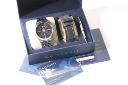 CORTEBERT CELESTIAL NORTH STAR WITH BOX AND PAPERS lIMITED EDITION, circular black dial, day and