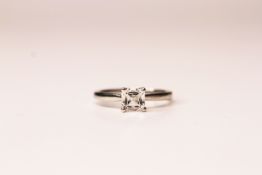 Diamond Solitaire Ring, set with a square crisscut diamond 1.04ct, colour G, clarity VS2, 4 claw