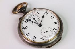 VINTAGE ZENITH ALARM POCKET WATCH, circular white dial with arabic numeral hour markers, subsidary