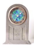 Tudric Pewter Mantel Clock, David Vasey for Liberty of London, early 20th century, enamel dial, a/