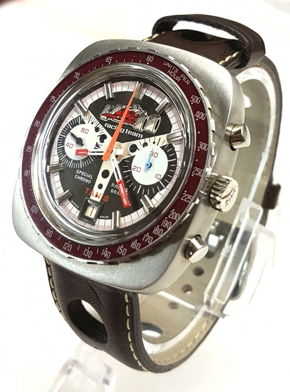 TANIS NOS SPECIAL RACING TEAM CHRONOGRAPH WITH BAKELITE BEZEL 1970S. VALJOUX CAL. 7734, square, - Image 4 of 8