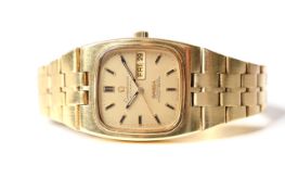 1970s 18CT OMEGA CONSTELLATION AUTOMATIC ONE CAREFUL OWNER FOR 30 YEARS, square gold dial with baton