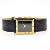 UNISEX GOLD PLATED GUCCI "TANK", REF. 4200M, CIRCA 1990S, 24.5MM, rectangular black dial with