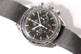 VINTAGE OMEGA SPEEDMASTER PROFESSIONAL 145.012 SP 1968, circular black dial with baton hour markers,