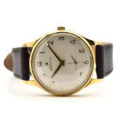 GENTLEMAN'S ZENITH, 9CT GOLD, REF. 21123, CIRCA 1970, 31MM, circular white dial with thin gold toned