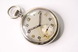 VINTAGE DOXA G.S.T.P MILITARY POCKET WATCH CIRCA 1940s SERVICED, circular white dial with arabic