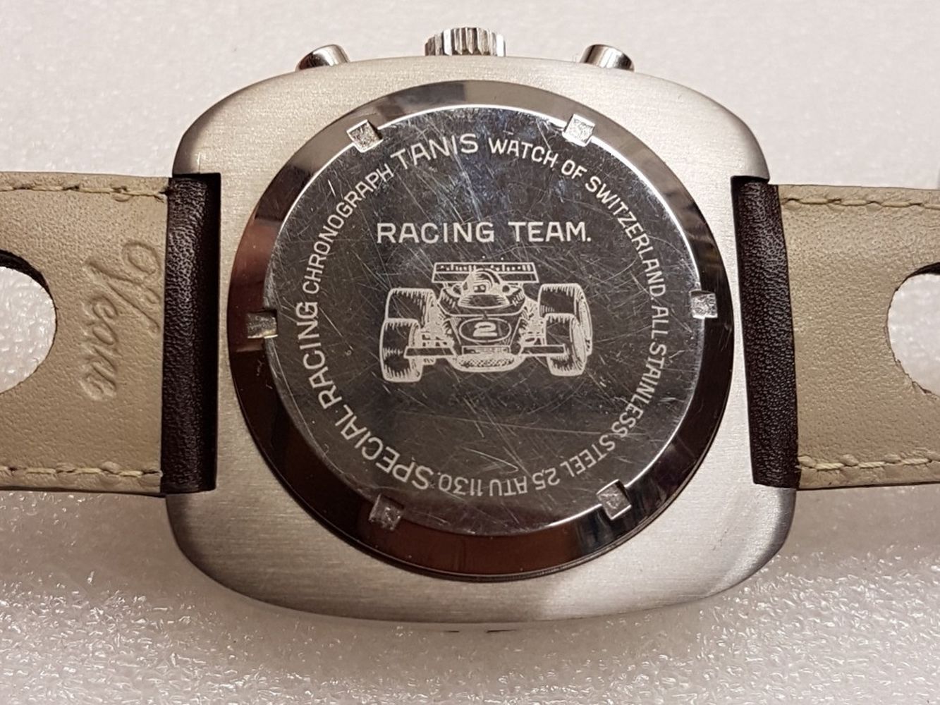 TANIS NOS SPECIAL RACING TEAM CHRONOGRAPH WITH BAKELITE BEZEL 1970S. VALJOUX CAL. 7734, square, - Image 7 of 8