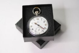 VINTAGE OMEGA G.S.T.P MILITARY POCKET WATCH FULLY SERVICED, circular white dial with arabic