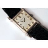 A RARE GENTLEMEN'S PLATINUM VACHERON & CONSTANTIN WRISTWATCH, silver dial with original diamond