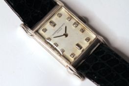 A RARE GENTLEMEN'S PLATINUM VACHERON & CONSTANTIN WRISTWATCH, silver dial with original diamond