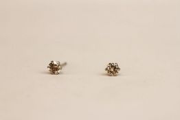 Pair of platinum 6-claw set 0.30ct round brilliant cut diamond solitaire studs with platinum and