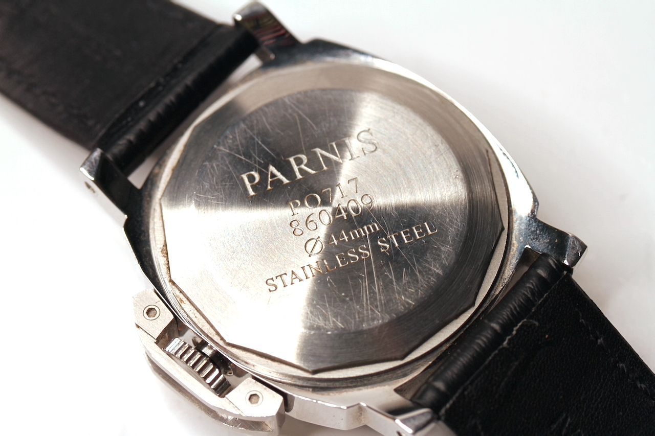GENTLEMENS PARNIS AUTOMATIC POWER RESERVE WRISTWATCH, circular black dial with luminous hour markers - Image 2 of 5