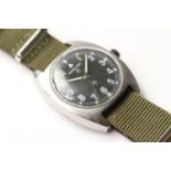 VINTAGE HAMILTON MILITARY ISSUE W10, black dial with tritium mark, crows foot, Arabic numerals, 34mm