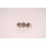 Certificated 18ct white gold three stone diamond ring. RBC diamonds 2.16ct. Cert no. WGI 9624122891.