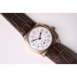 VINTAGE MANFREDI TRENCH WATCH CIRCA 1930s, circular white dial with arabic numeral hour markers, red