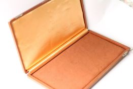 Vintage Oversized Omega Display Box, Tan Leather bound case, Velvet interior, approximately 46x25cm