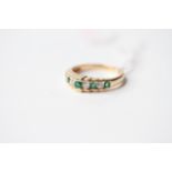 Diamond & Emerald Ring, stamped 14ct yellow gold, size N, 3.28g.