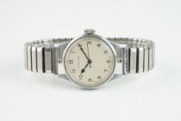 GENTLEMENS LONGINES WRISTWATCH, circular patina swiss made marked dial with hour markers and
