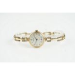 LADIES VERTEX 9CT GOLD WRISTWATCH, circular silver dial with hour markers and hands, 24mm case