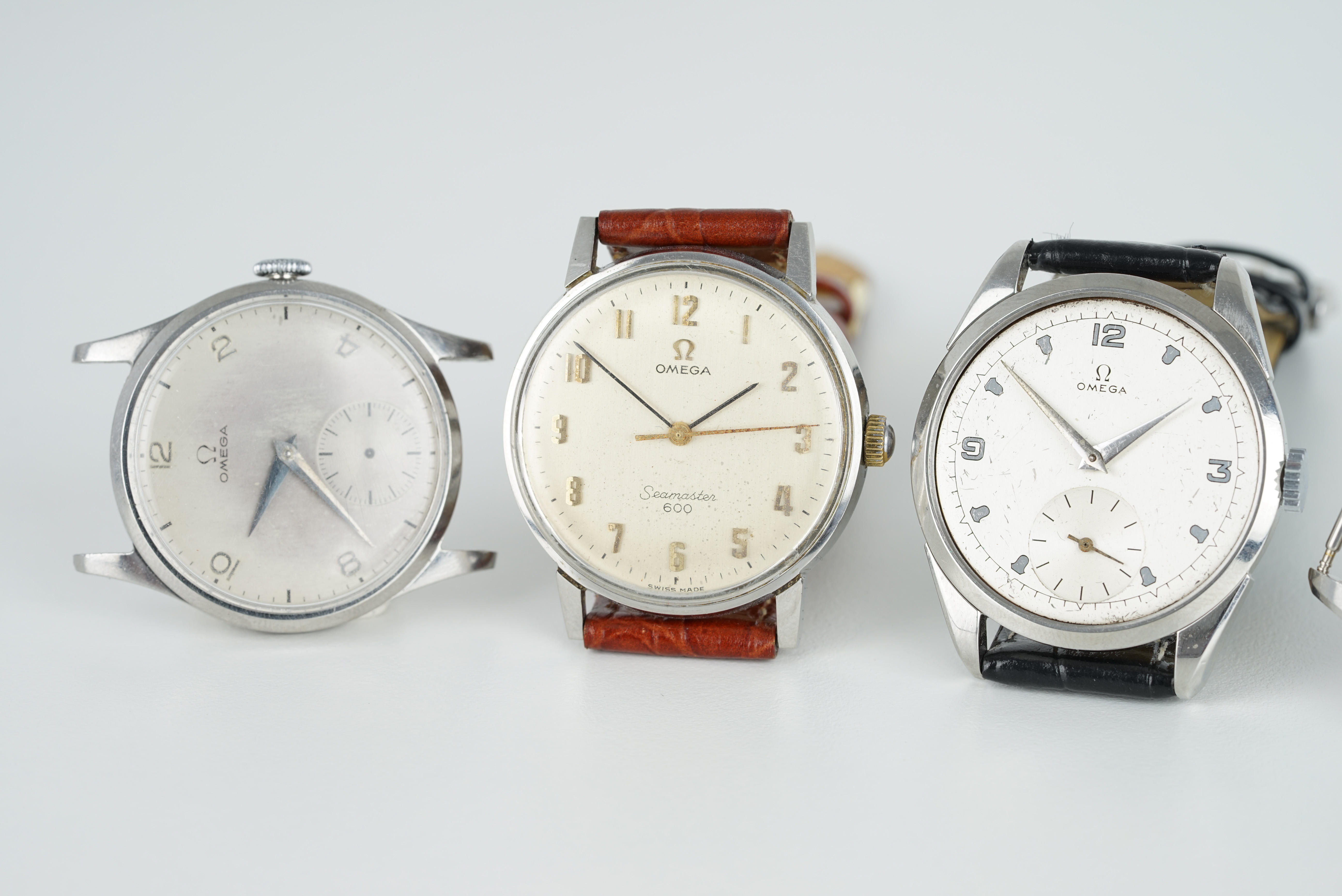 GROUP OF 4 OMEGA WRISTWATCHES, all stainless steel cases with manually wound movements inside, all - Image 2 of 3
