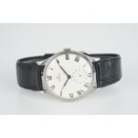 GENTLEMENS OMEGA OVERSIZE WRISTWATCH, circular white dial with roman numeral hour markers and hands,