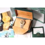 ROLEX DATEJUST STEEL AND GOLD DIAMOND DIAL BOX AND PAPERS 1999 REFERENCE 16233, circular gold dial