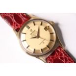 VINTAGE 18CT OMEGA CONSTELLATION PIE PAN DIAL, circular gold dial with baton hour markers, date